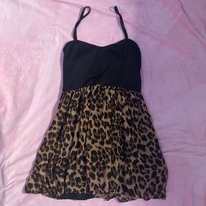 Black Leopard Print Dress